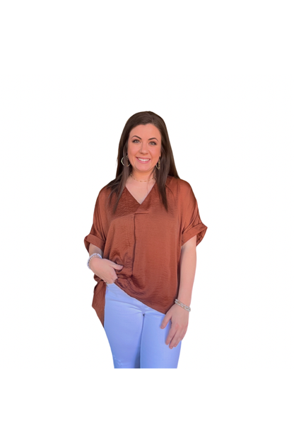 Christy High-Low V-Neck Top