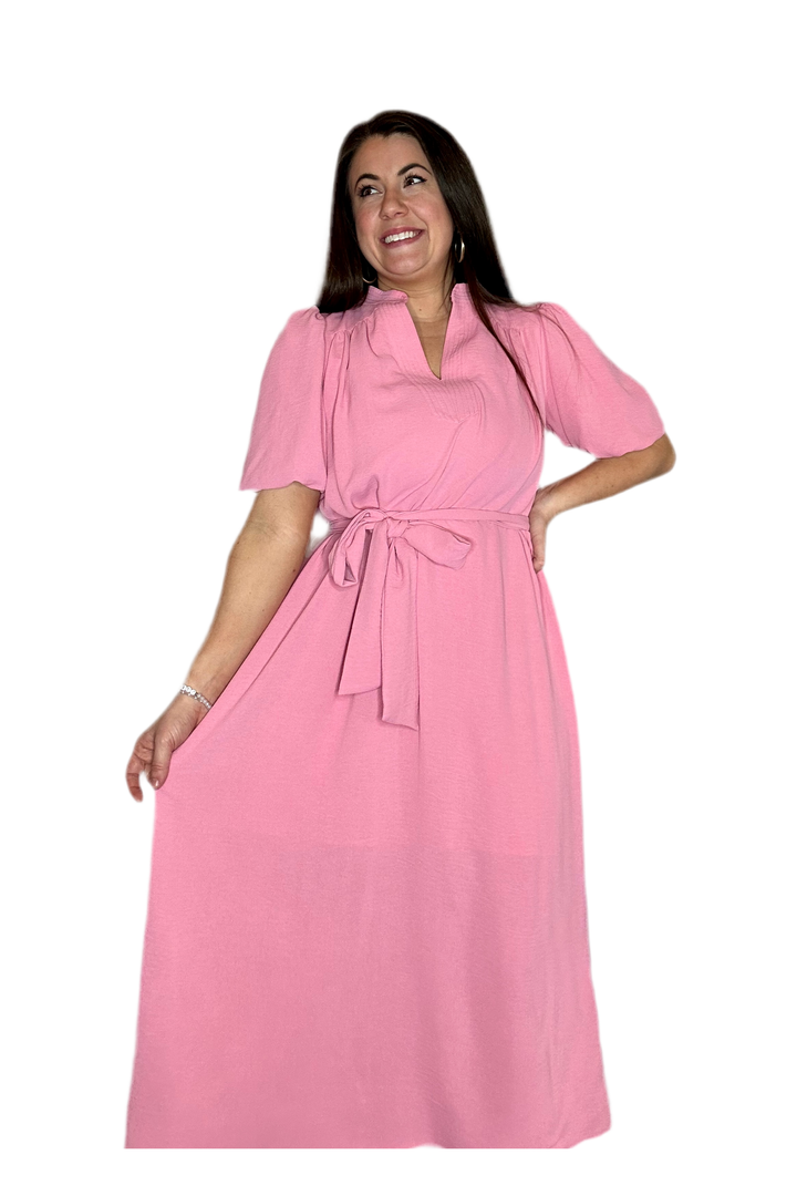 TCEC Pink Midi Dress with Side Slits