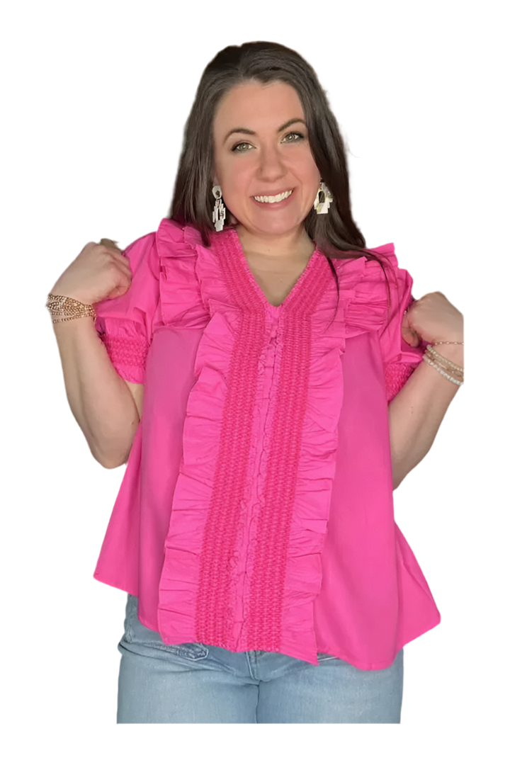 Entro Barbie Pink Ruffle Top