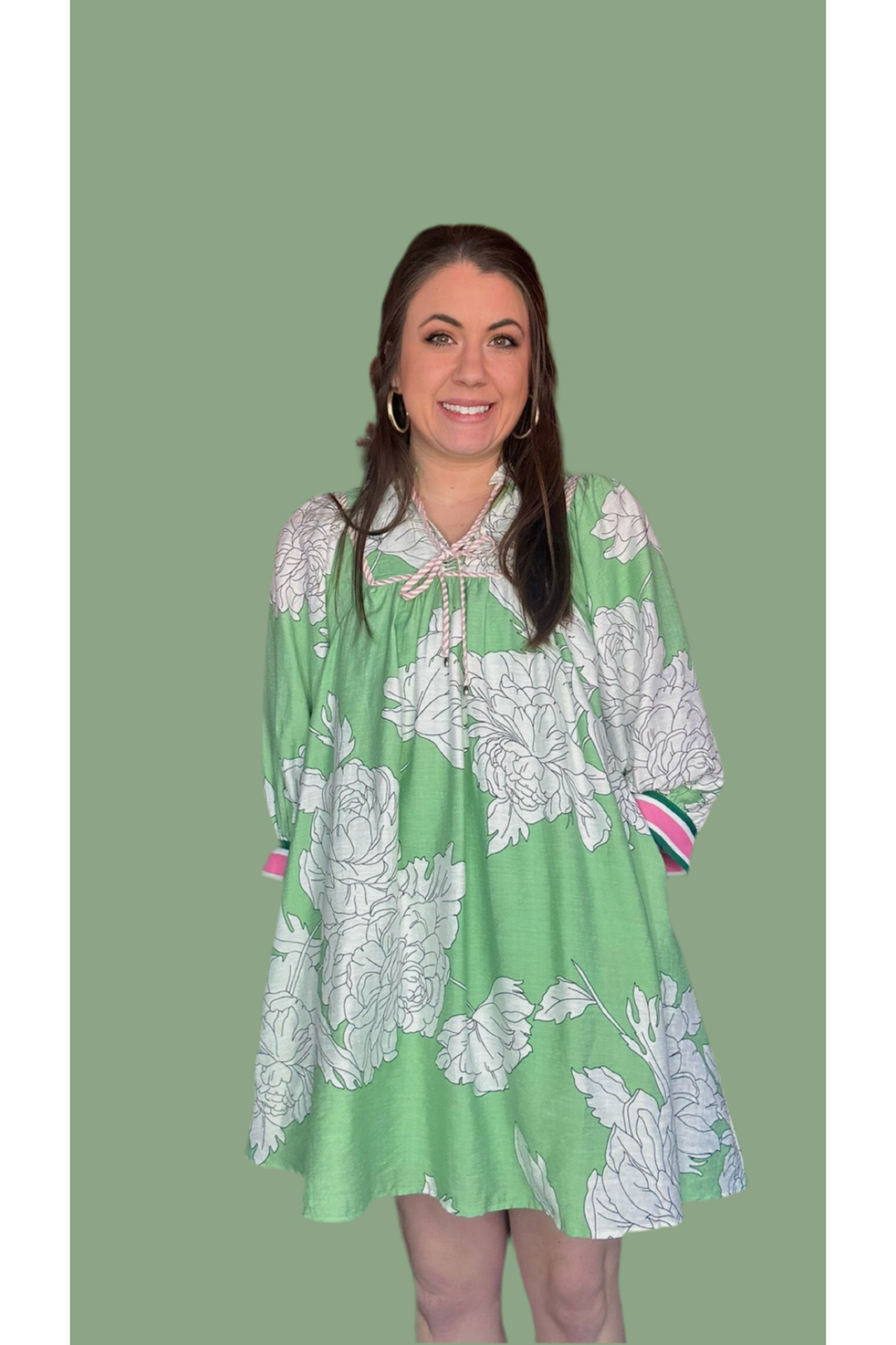 Entro Mint and White  Printed Dress