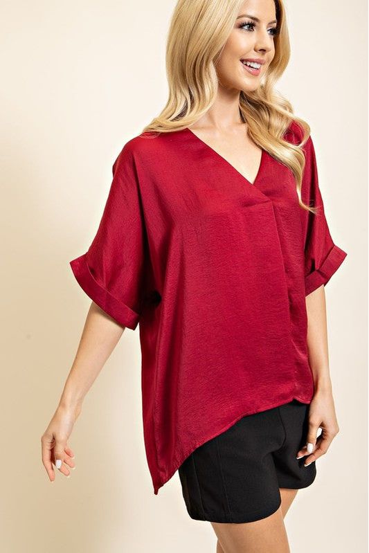 Christy High-Low V-Neck Top