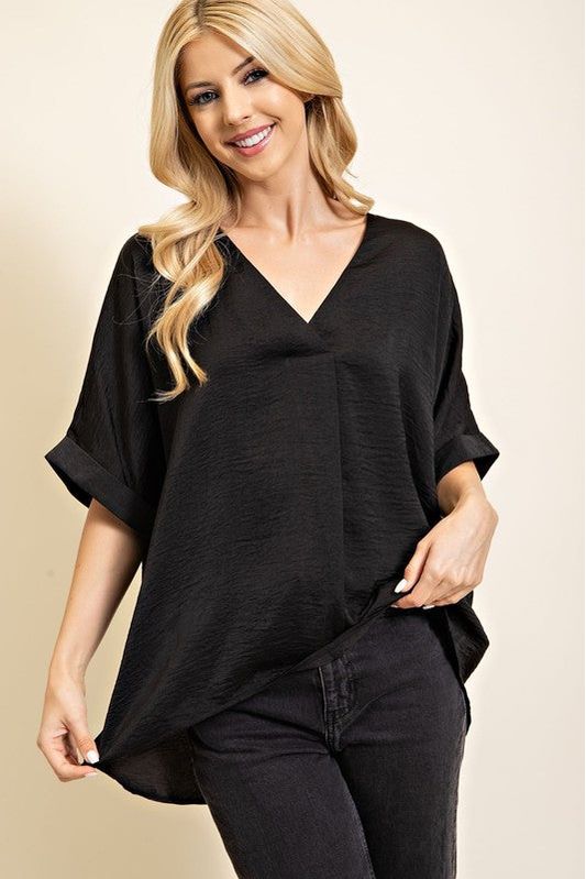 Christy High-Low V-Neck Top