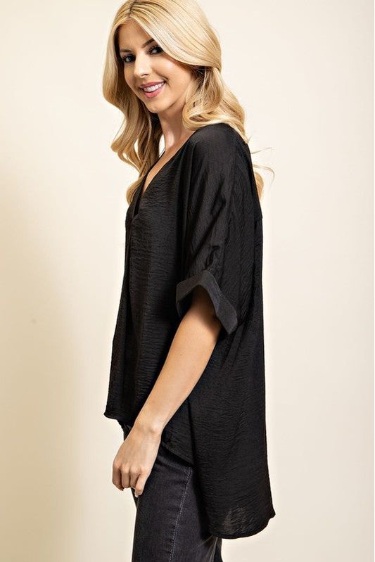 Christy High-Low V-Neck Top