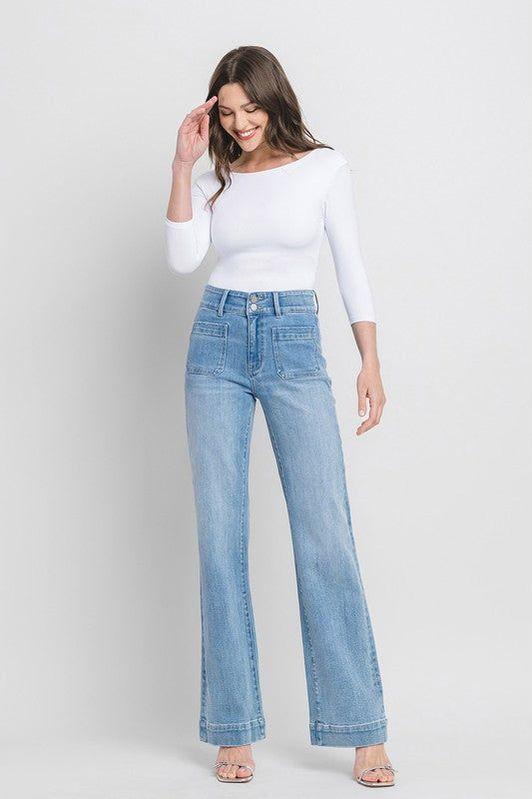 90’s Vintage Super High Rise Front Patch Pocket Flares