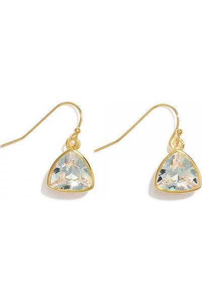 Gold Earring with Trillion Cut Cz Pendant