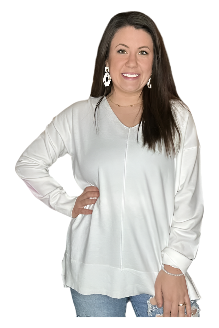 La Miel V-neck Soft Stretchy Long Sleeve Knit Sweater Top