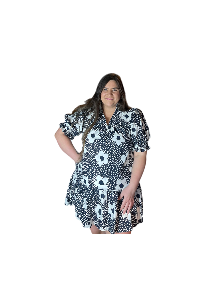 Entro Navy Floral Print Mini Dress