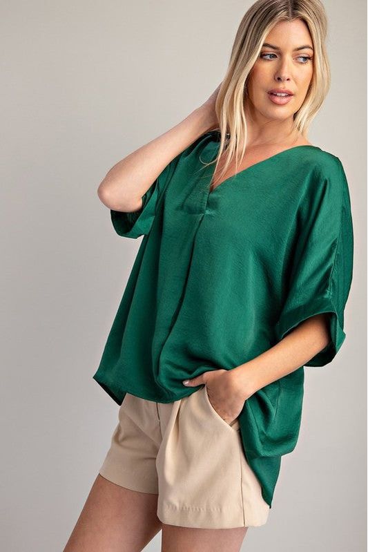 Brigitte High-Low V-Neck Top