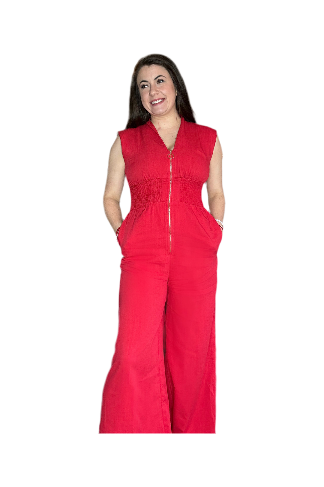 Entro Red Sleeveless Jumpsuit