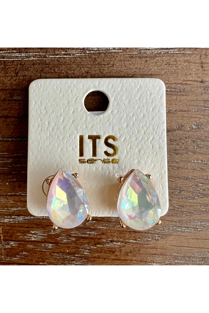 Faceted Teardrop Crystal Studs