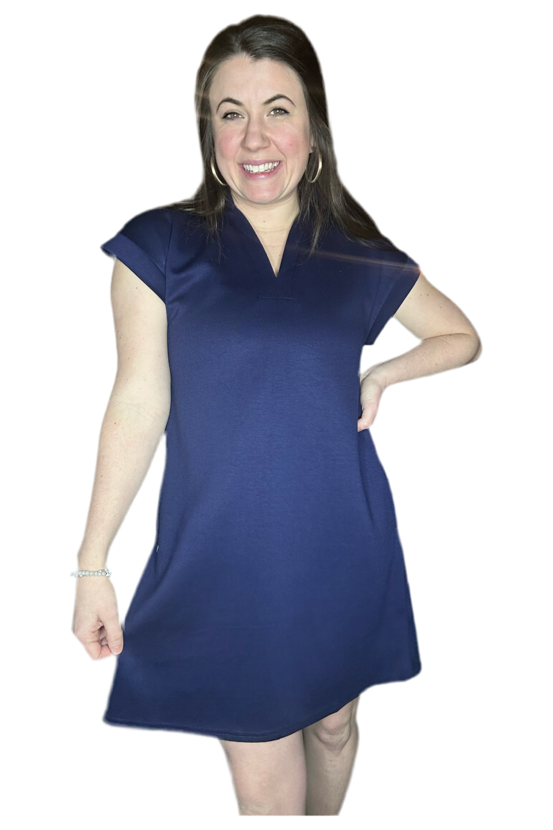 Jodifl Solid Navy Shift Dress