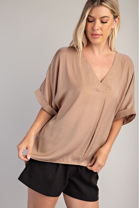 Brigitte High-Low V-Neck Top