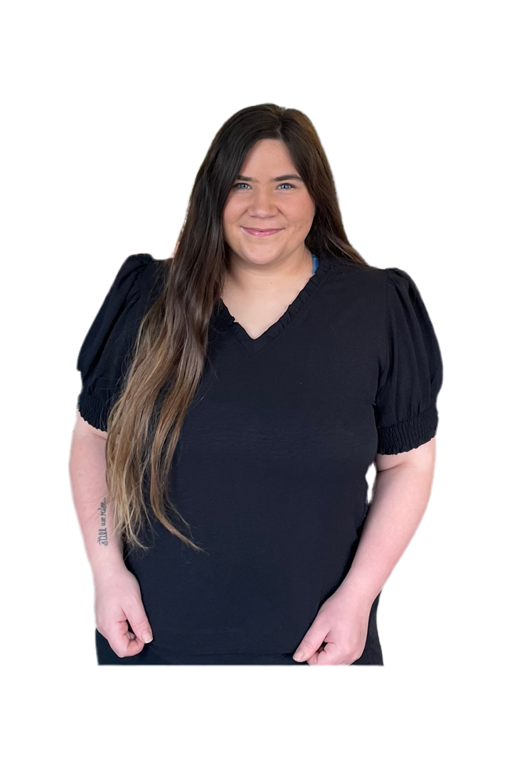 Jodifl Black Vneck Top