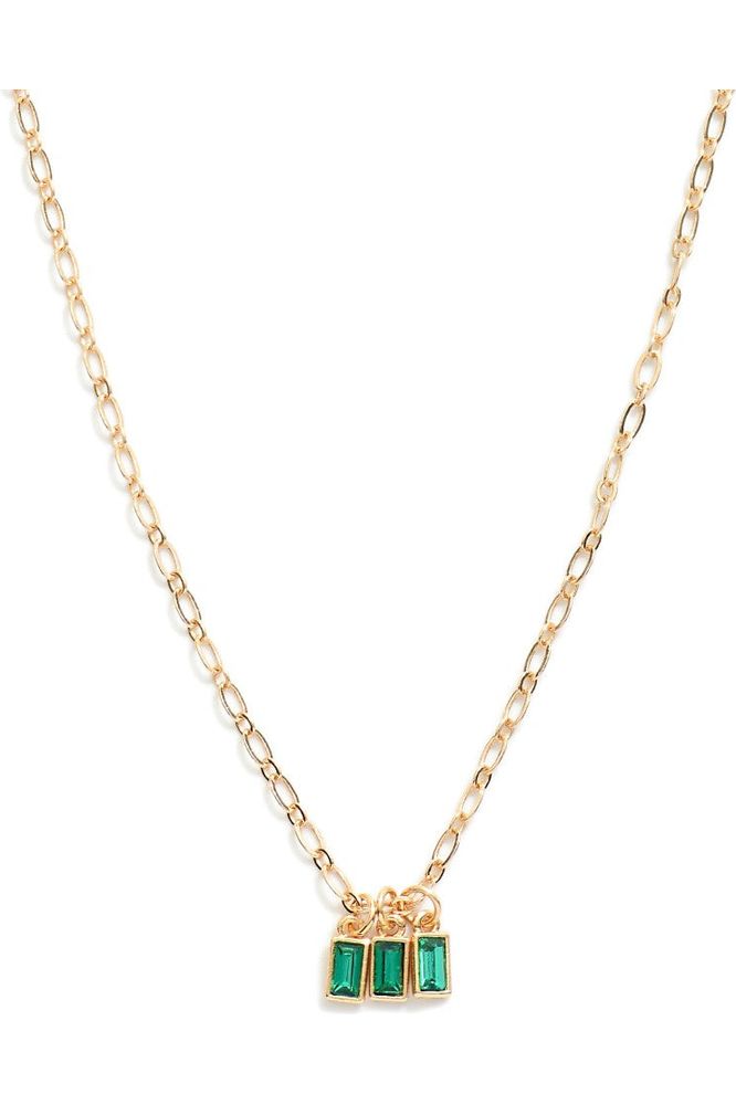 Dainty Chain Link Necklace with Rhinestone Pendants