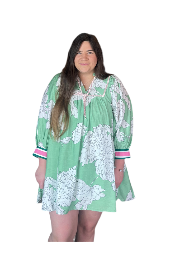 Entro Mint and White  Printed Dress