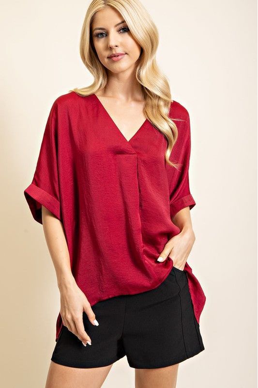 Christy High-Low V-Neck Top