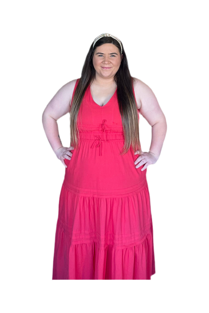 TCEC Red Sleeveless Tiered Dress