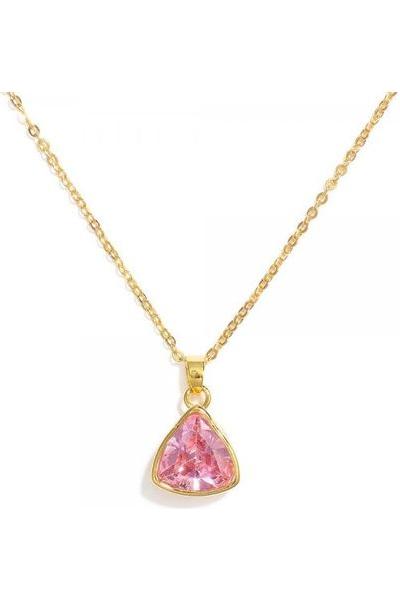 Gold Chain with Crystal Pendant Necklace