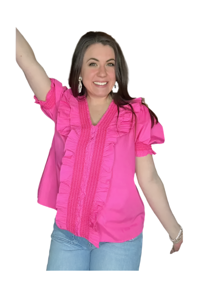 Entro Barbie Pink Ruffle Top