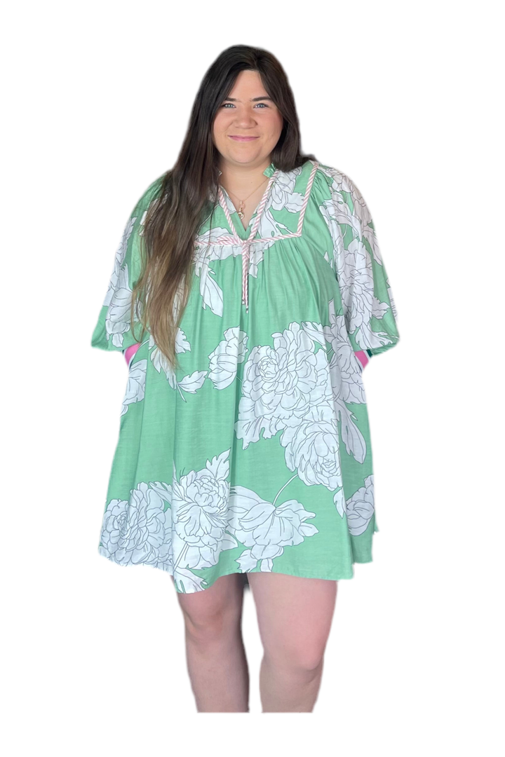 Entro Mint and White  Printed Dress