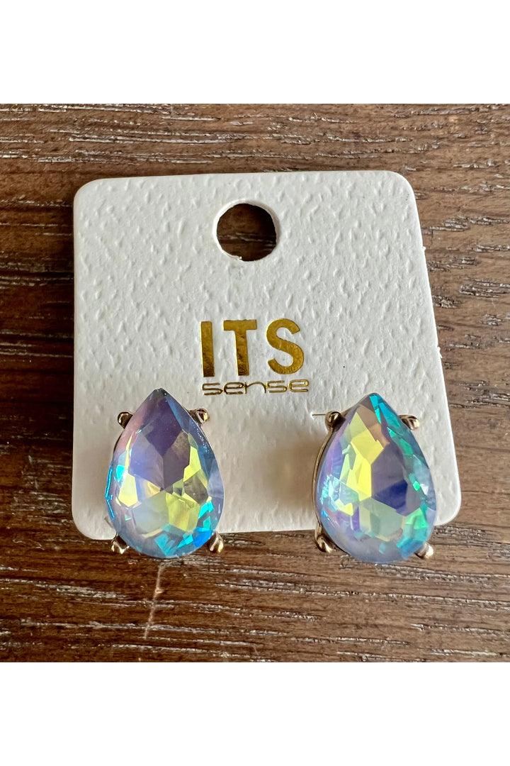 Faceted Teardrop Crystal Studs