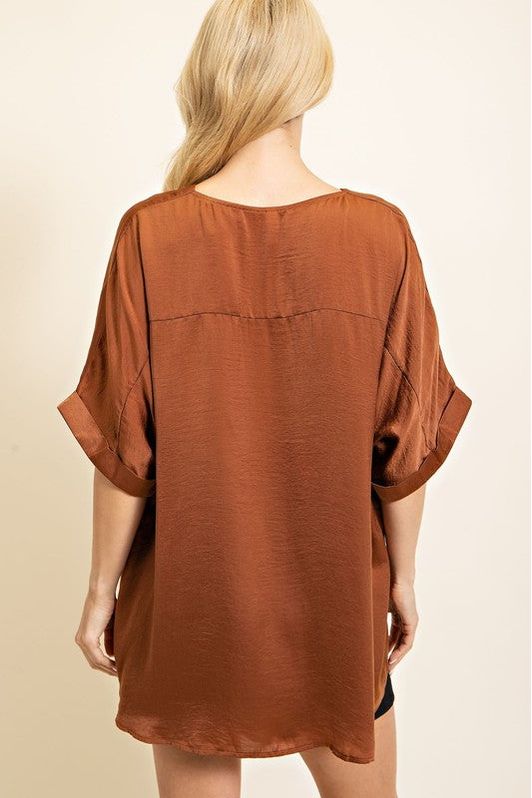 Christy High-Low V-Neck Top