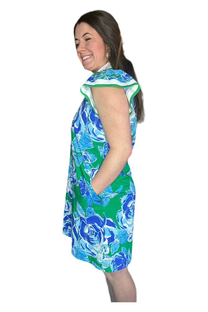 Entro Blue and Green Floral Dress