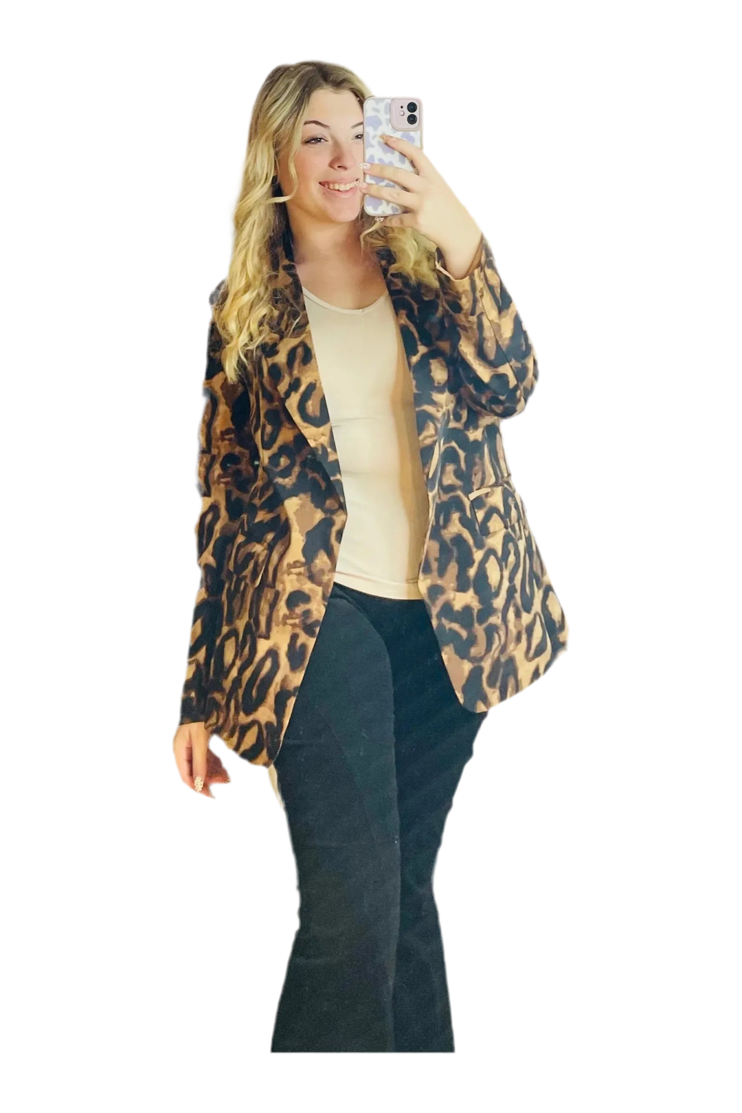 Camel Cheetah Pattern Blazer