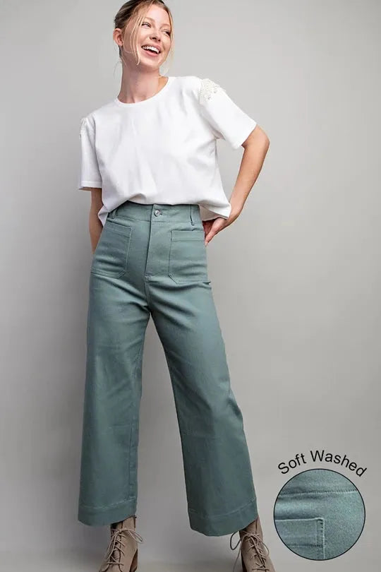 Sage Soft Wash Wide Leg Pants