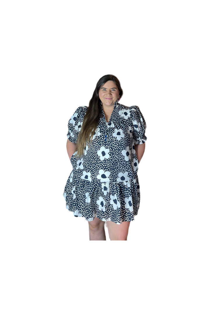 Entro Navy Floral Print Mini Dress