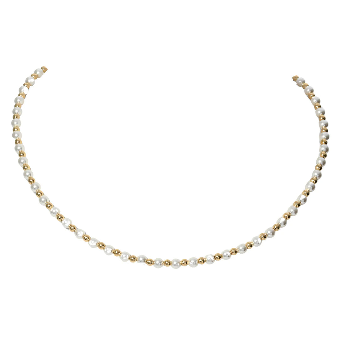 Bara Boheme “May” Gold Bead and Pearl Necklace