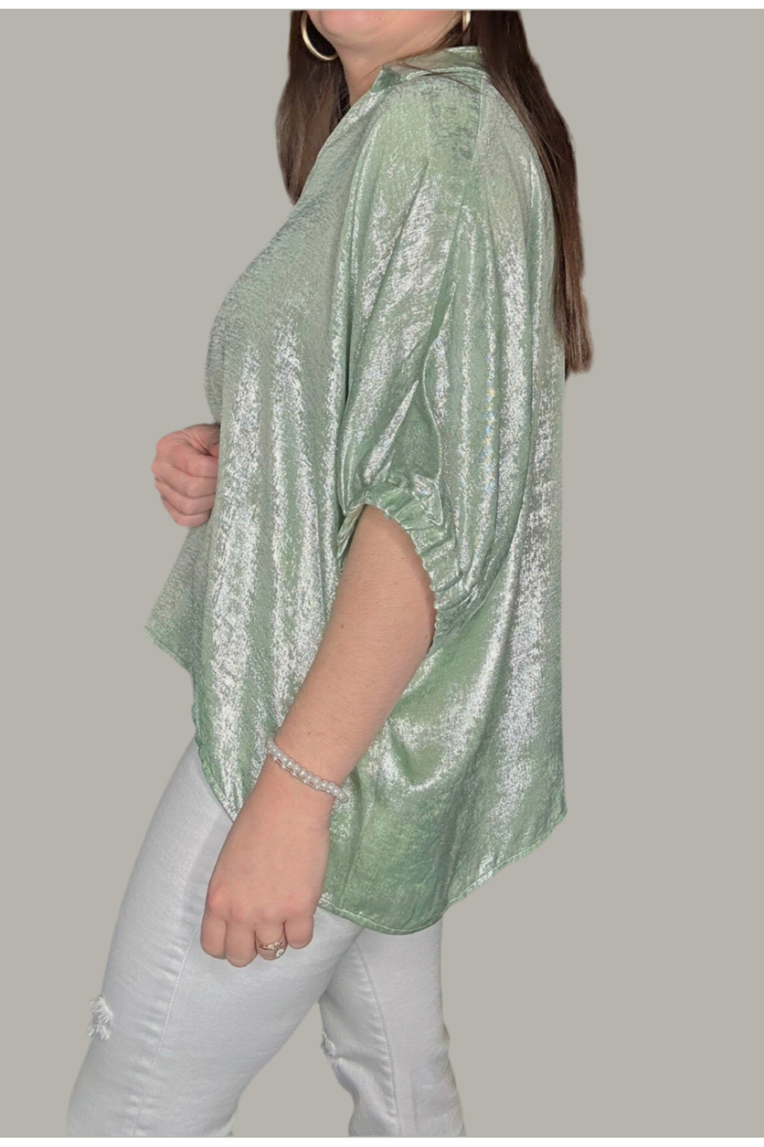 Jodifl  Metallic Boxy Collared Top