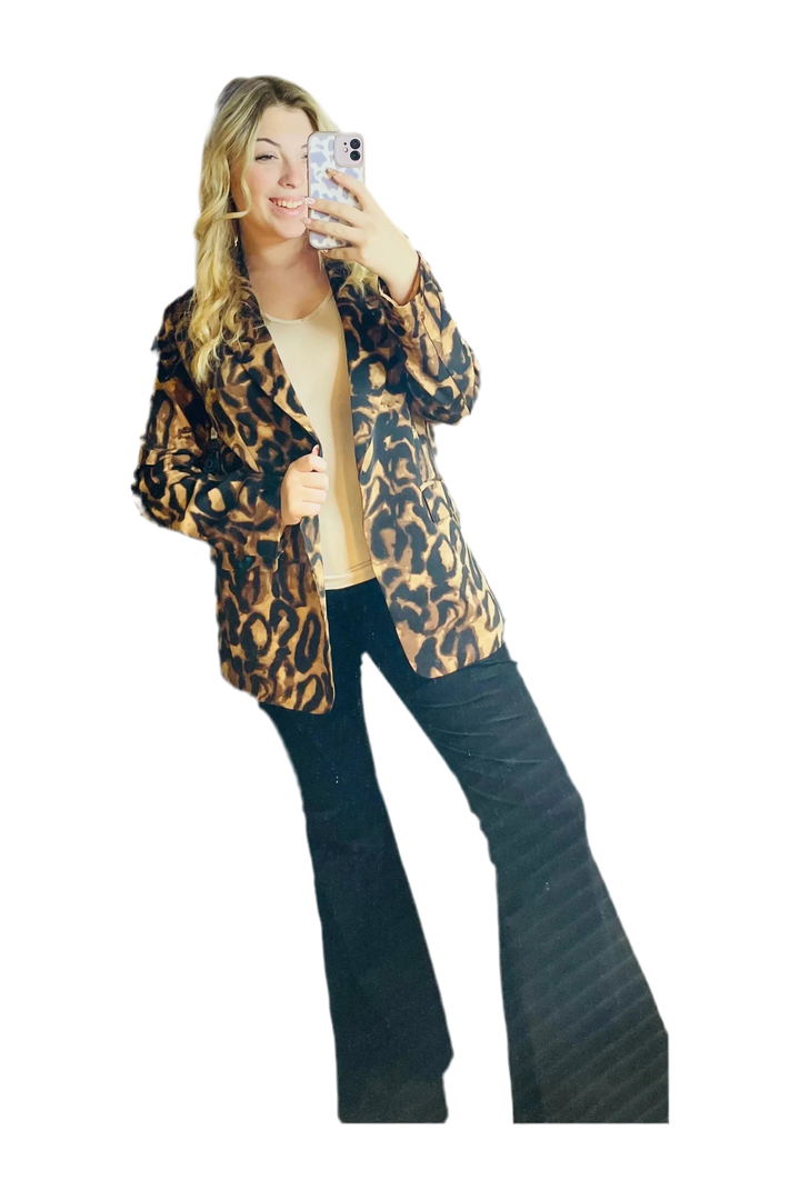 Camel Cheetah Pattern Blazer