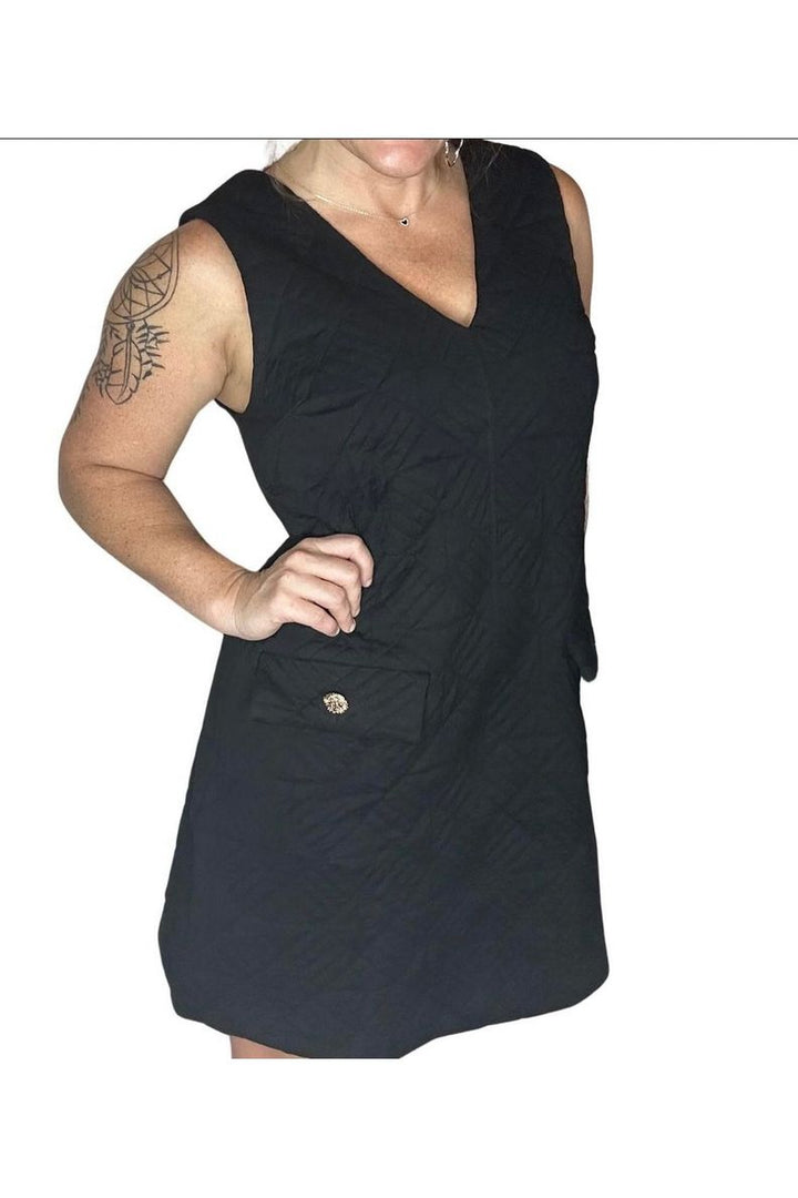 Entro Black Textured Sleeveless Mini Dress