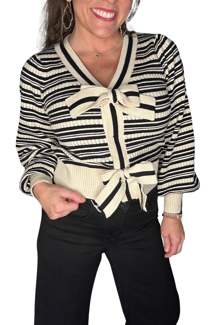 Entro Striped Long Sleeve Cardigan