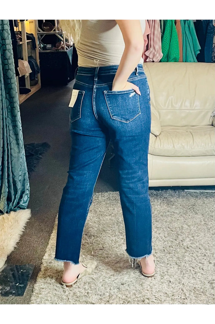 Whitney High Rise Straight Cropped Jeans - Vintage Dragonfly Boutique