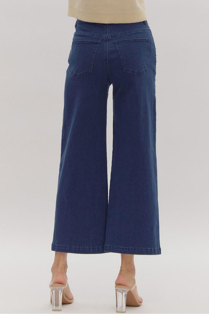 Entro Dark Denim Pants with Pearls